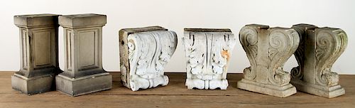 TWO PAIRS TERRACOTTA BENCH ENDS &