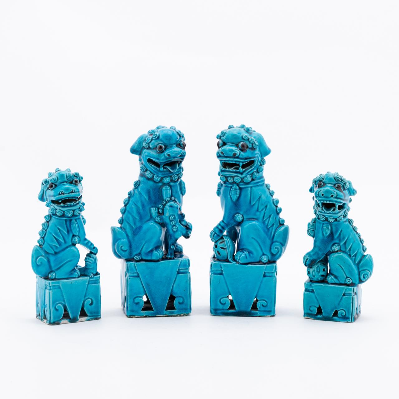 TWO PAIRS TURQUOISE GLAZE PORCELAIN
