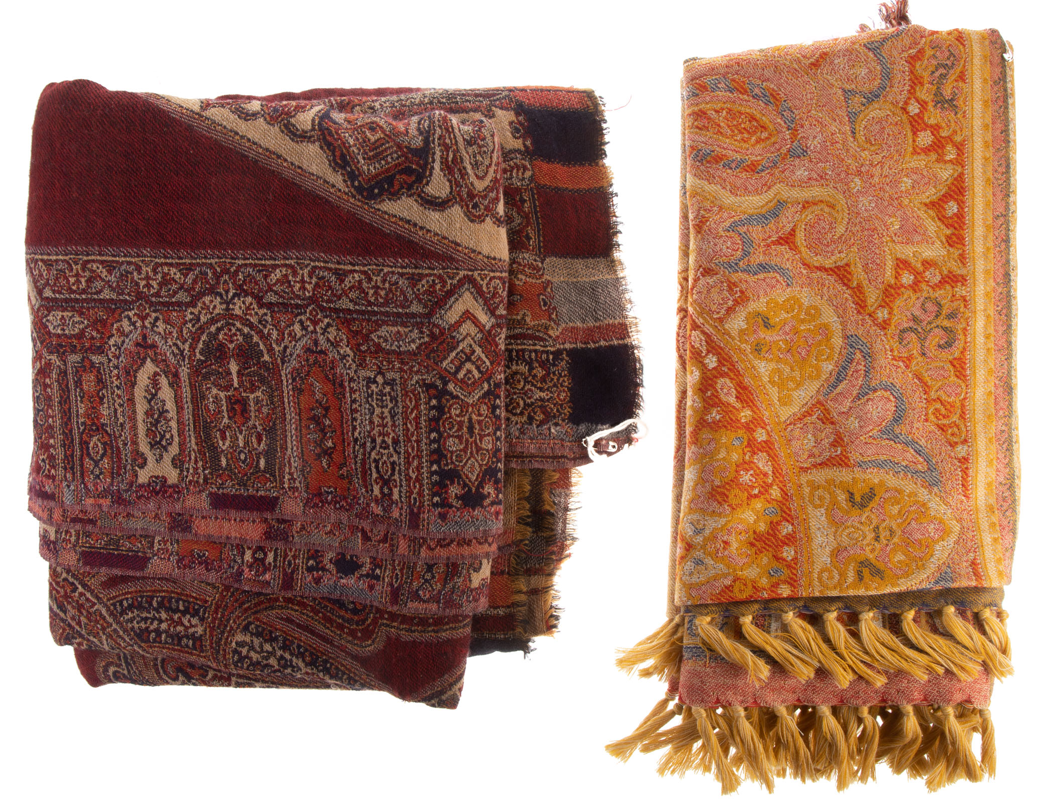 TWO PAISLEY SCARVES .