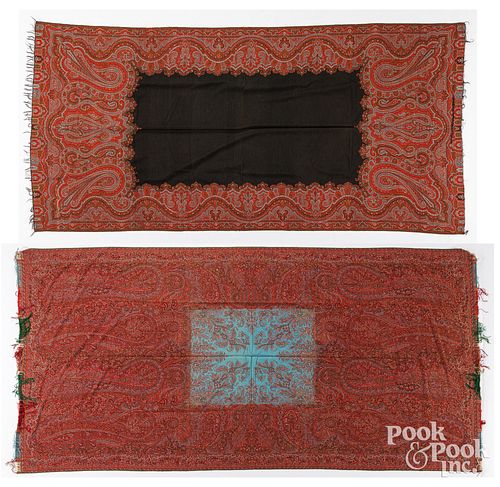 TWO PAISLEY SHAWLS, 19TH C.Two