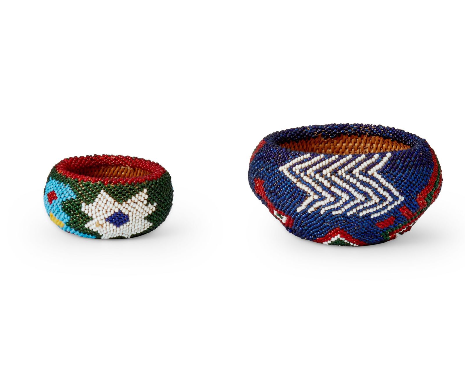 TWO PAIUTE POLYCHROME BEADED GIFT