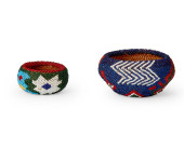 TWO PAIUTE POLYCHROME BEADED G