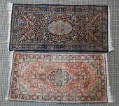 TWO PAKISTAN SILK RUGS, LARGER