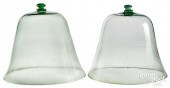 TWO PALE GREEN AQUA GLASS BELL