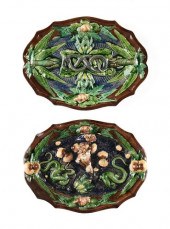 TWO PALISSY WARE FAIENCE PLATT