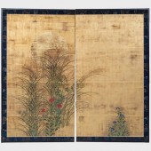 TWO PANEL JAPANESE SCREENInk,