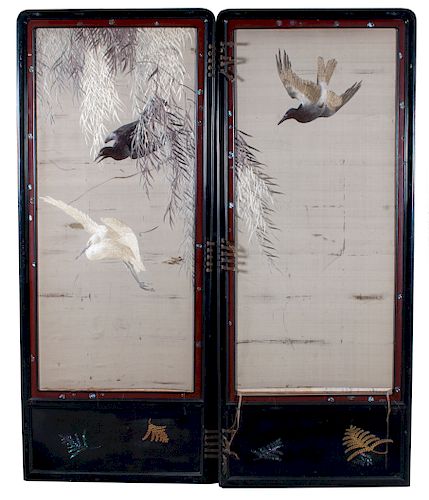 TWO PANEL SCREEN, 19TH CENTURY