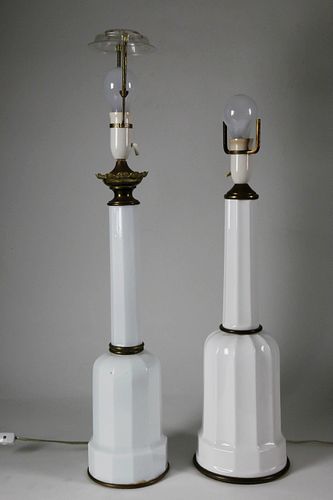 TWO PANELED OPALINE WHITE GLASS