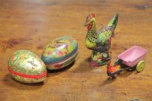 TWO PAPER MACHE EGGS AND TWO T