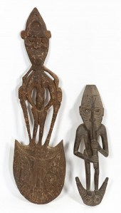 TWO PAPUA NEW GUINEA CARVED WO