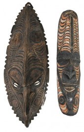TWO PAPUA NEW GUINEA CARVED WO