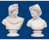 TWO PARIAN WARE BUSTS<br>Two P