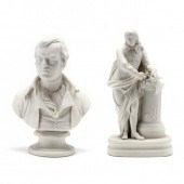 TWO PARIAN WARE FIGURES OF POE