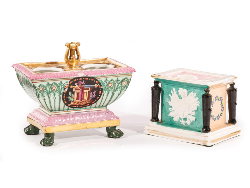 TWO PARIS POLYCHROME AND GILT