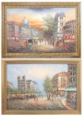 TWO PARIS STREET SCENES, OILS