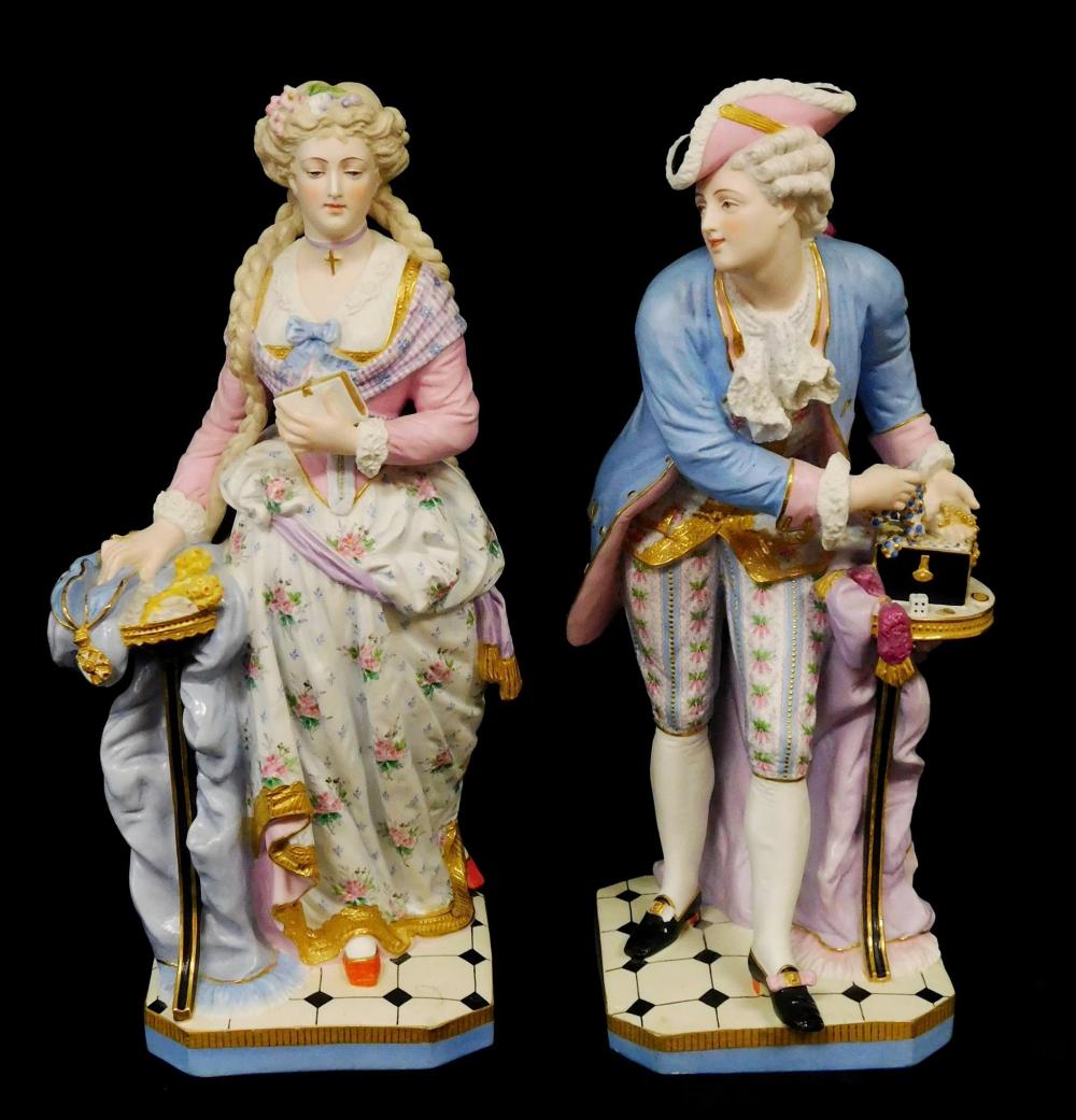 TWO PARISIAN STYLE BISQUE PORCELAIN