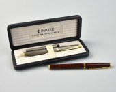 TWO "PARKER" 14K GOLD FOUNTAIN