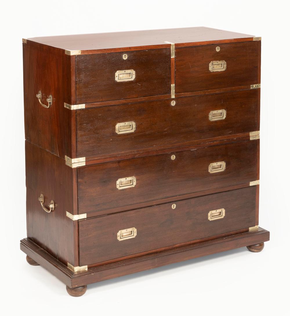 TWO-PART BRASS-BOUND CAMPAIGN CHEST