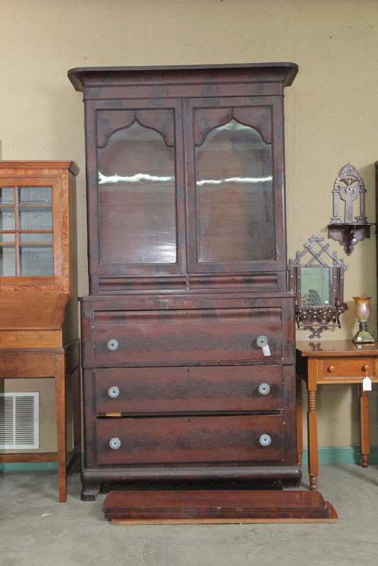TWO PART BUTLER'S DESK/BOOKCASE.