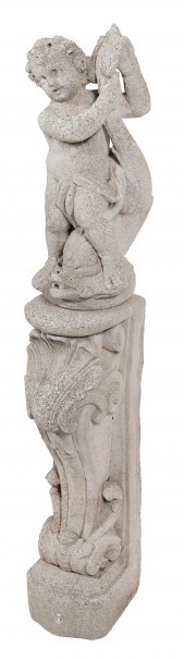 TWO-PART CEMENT GARDEN SCULPTU