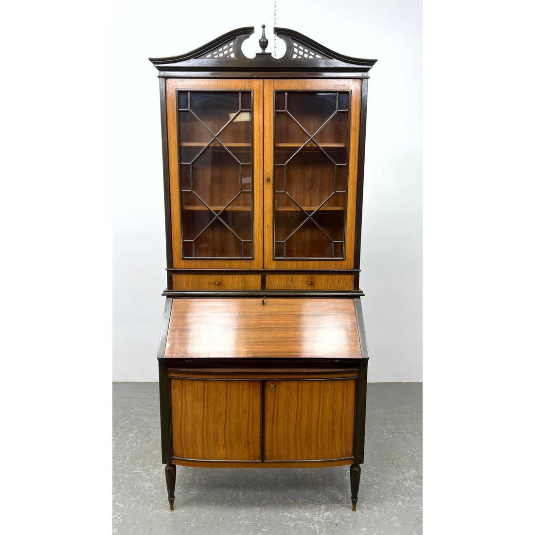 Two Part China Bookcase over Drop