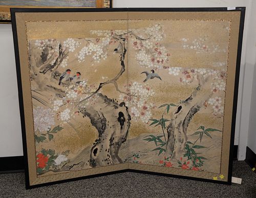 TWO-PART CHINESE SCREEN DEPICTING