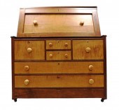 TWO-PART DESK WITH FIGURED MAP