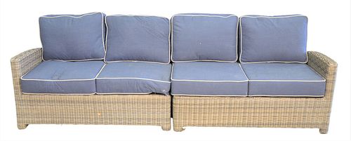 TWO PART WOVEN OUTDOOR SOFA