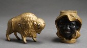 TWO PARTIAL GILT CAST-IRON BAN