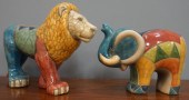 TWO PARTIAL GLAZED CERAMIC ANI