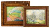 TWO PASTEL OIL PAINTINGS, THE