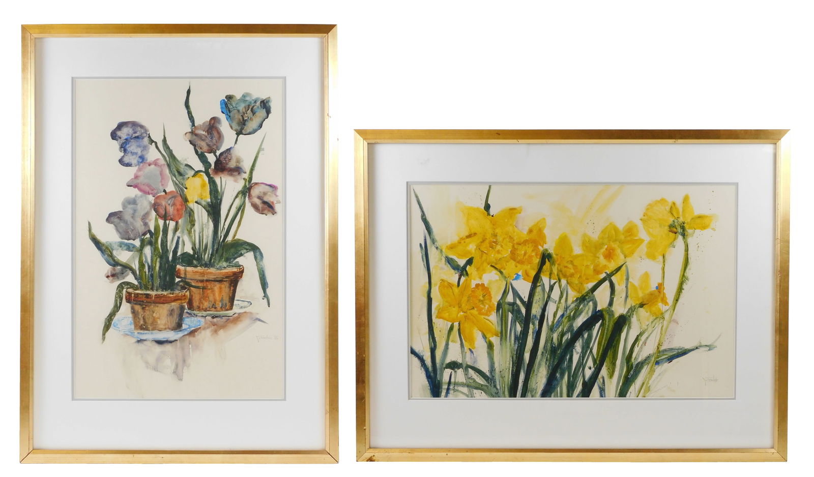 TWO PAT FOSTER (20TH C.) FLORAL
