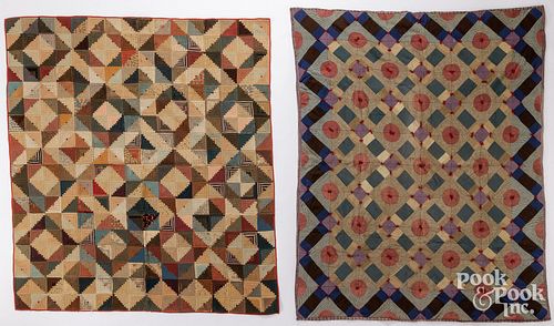 TWO PATCHWORK WOOL QUILTS &AMP;