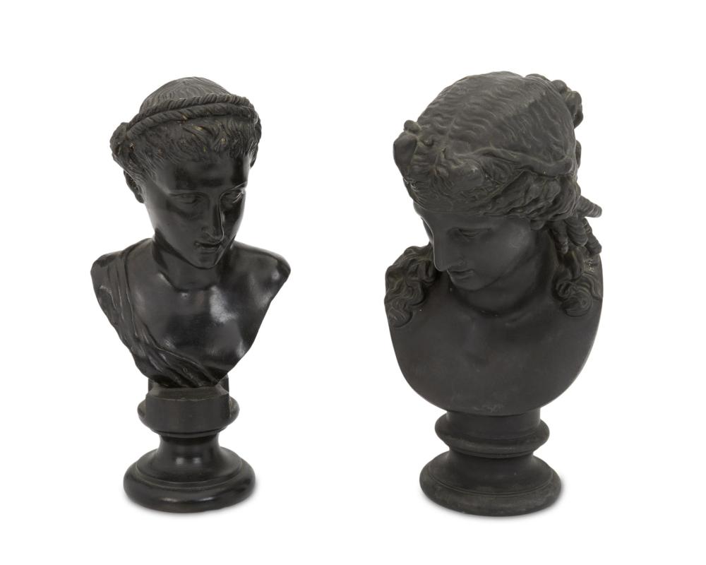 TWO PATINATED BRONZE BUSTSTwo