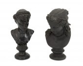 TWO PATINATED BRONZE BUSTSTwo