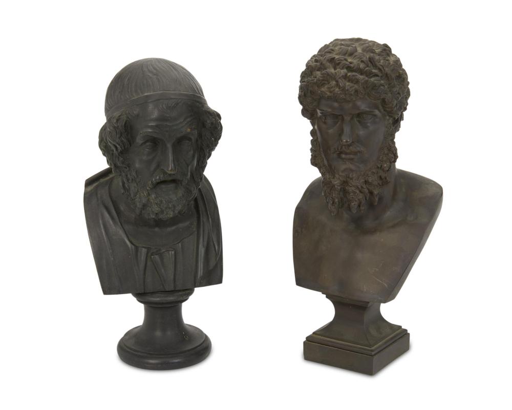 TWO PATINATED BRONZE BUSTSTwo