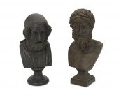 TWO PATINATED BRONZE BUSTSTwo