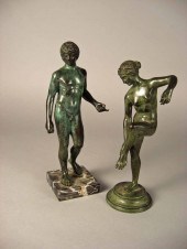 Two patinated bronze classical
