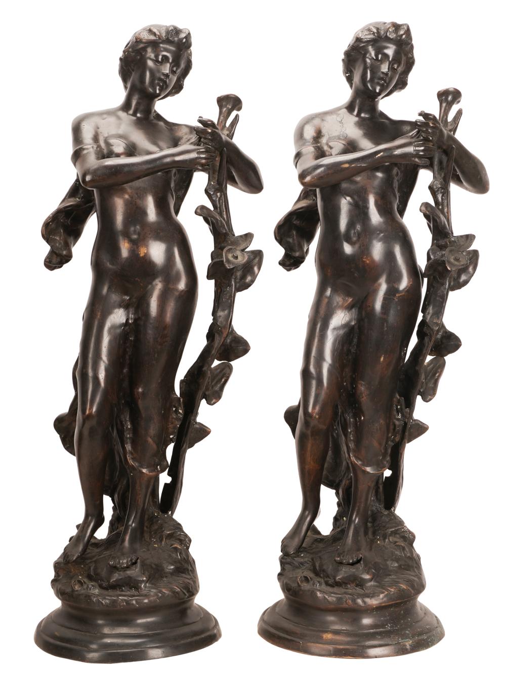 TWO PATINATED BRONZE
