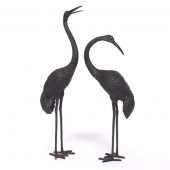 TWO PATINATED BRONZE SCULPTURE