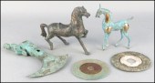 TWO PATINATED METAL AND CARVED