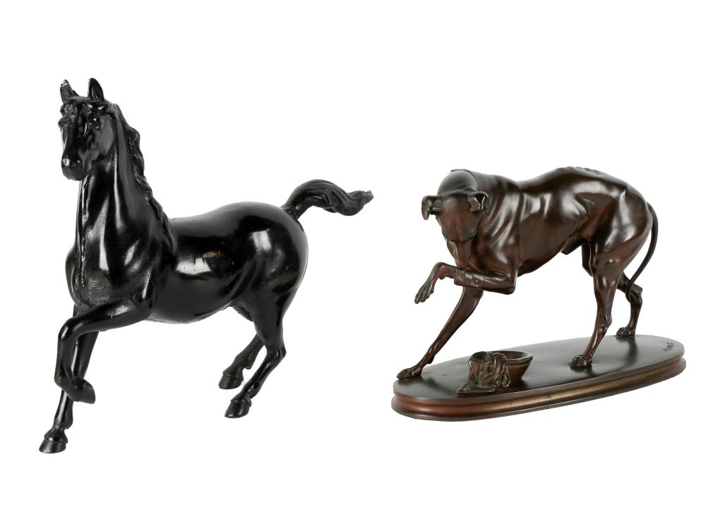 TWO PATINATED METAL ANIMAL