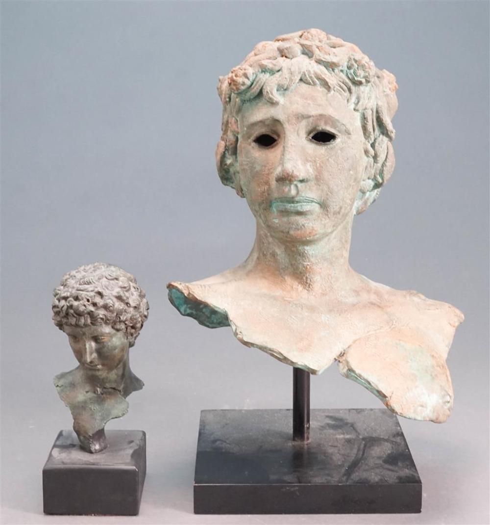 TWO PATINATED METAL BUSTS OF