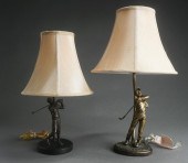 TWO PATINATED METAL FIGURES OF