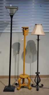 TWO PATINATED METAL FLOOR LAMP