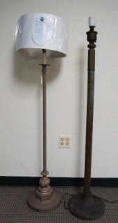TWO PATINATED METAL FLOOR LAMP