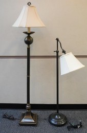 TWO PATINATED METAL FLOOR LAMP