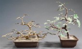 TWO PATINATED METAL TABLE BONS