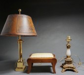 TWO PATINATED METAL TABLE LAMP