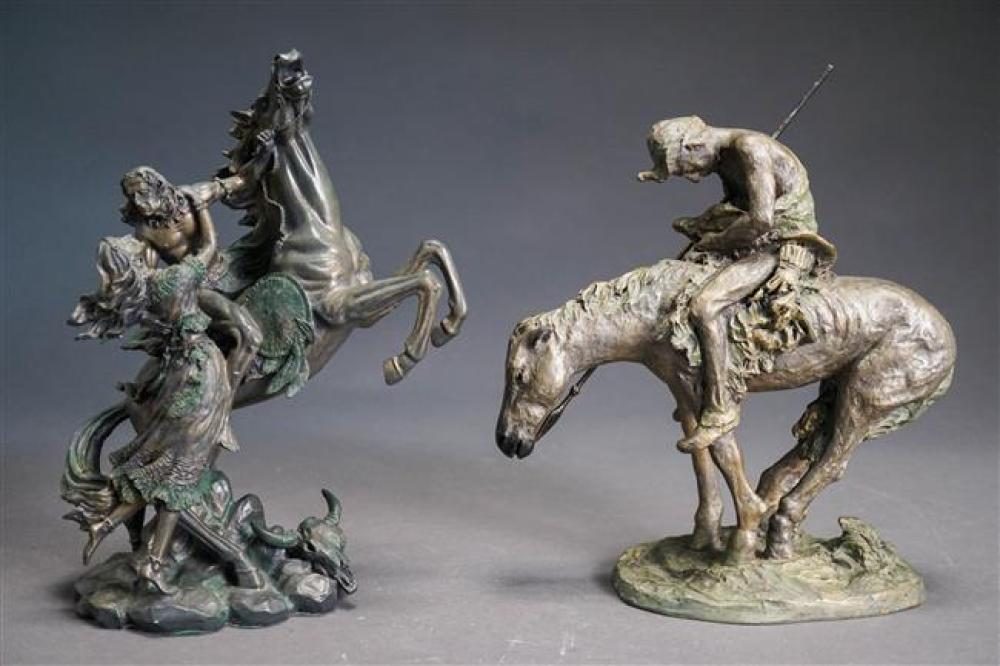 TWO PATINATED PLASTER SCULPTURES,